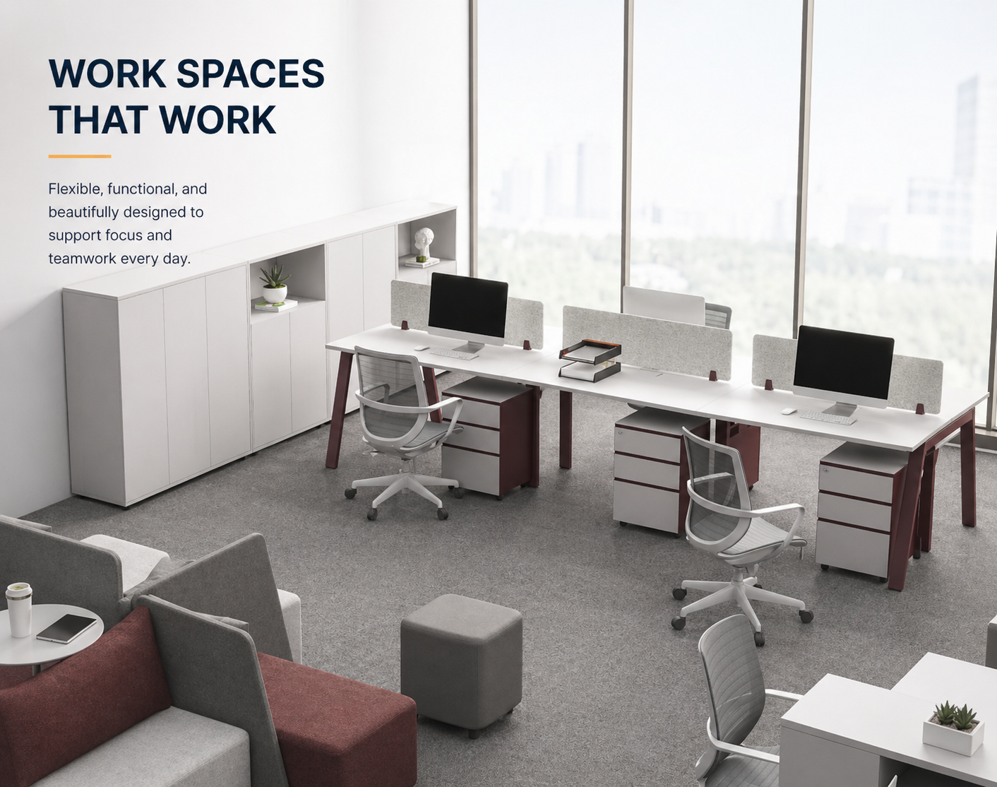 office desk, work desk, employee desk, computer desk, for work, tasks, office use, durable, spacious tabletop (复制)