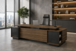 executive desks, ceo desks, wooden desks, large capacity executive desks, with a privacy panel and side cabinets