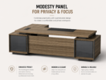 executive desks, ceo desks, wooden desks, large capacity executive desks, with a privacy panel and side cabinets