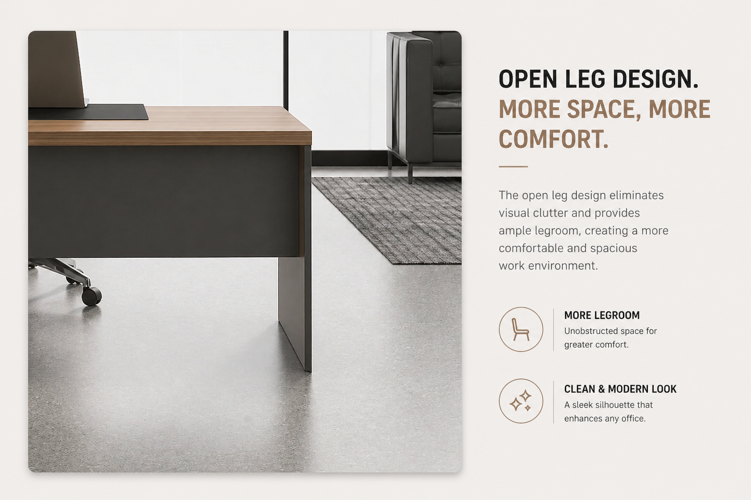 a desk with open storage compartments, featuring a minimalist design and built to last (复制)