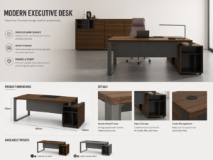 executive desks, office desks, executive executive desks, wooden office desks, office desks, wood grain finish, with a desk apron, high quality, dark oak, gray,