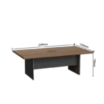 high end executive desk that can be joined to form a conference table, featuring a dark wood grain design