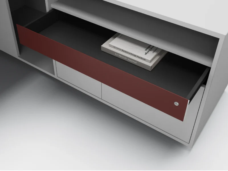high end executive desk that can be joined to form a conference table, featuring a dark wood grain design (复制)