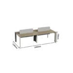 executive desk, executive office desk, wood grain finish, spacious storage, with a privacy panel and side cabinet, wide desktop, solid construction, teak/khaki (复制)