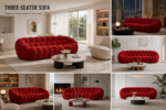 retro red curved bubble sofa