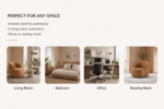 curved barrel accent chair, caramel brown upholstered single sofa chair, contemporary organic modern lounge chair for living room & bedroom