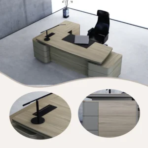 executive desk, president's desk, wooden desk, for executive office, work desk, office desk, with modesty panel and side cabinet, wide tabletop, lbz xy p001