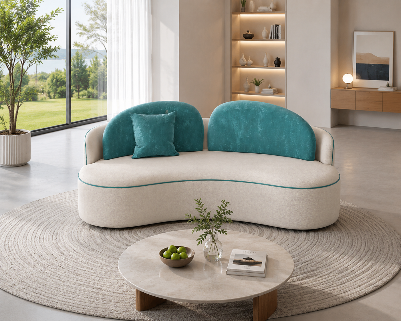 curved barrel accent chair, caramel brown upholstered single sofa chair, contemporary organic modern lounge chair for living room & bedroom