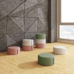 library/cafe mobile round stool with wheels, removable linen cushion for easy cleaning