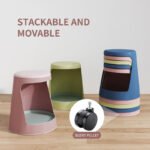 library/cafe mobile round stool with wheels, removable linen cushion for easy cleaning