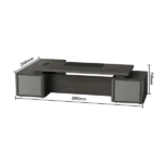 executive desk, president's desk, wooden desk, for executive office, work desk, office desk, wood grain finish, large capacity, with modesty panel and side cabinet, lbz xy p009