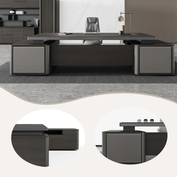 executive desk, president's desk, wooden desk, for executive office, work desk, office desk, wood grain finish, large capacity, with modesty panel and side cabinet, lbz xy p009 executive desk, president's desk, wooden desk, for executive office, work desk, office desk, wood grain finish, large capacity, with modesty panel and side cabinet, lbz xy p009