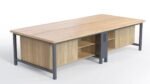 extended 2 in 1 handcrafting workbench / woodworking bench light oak natural wood grain finish